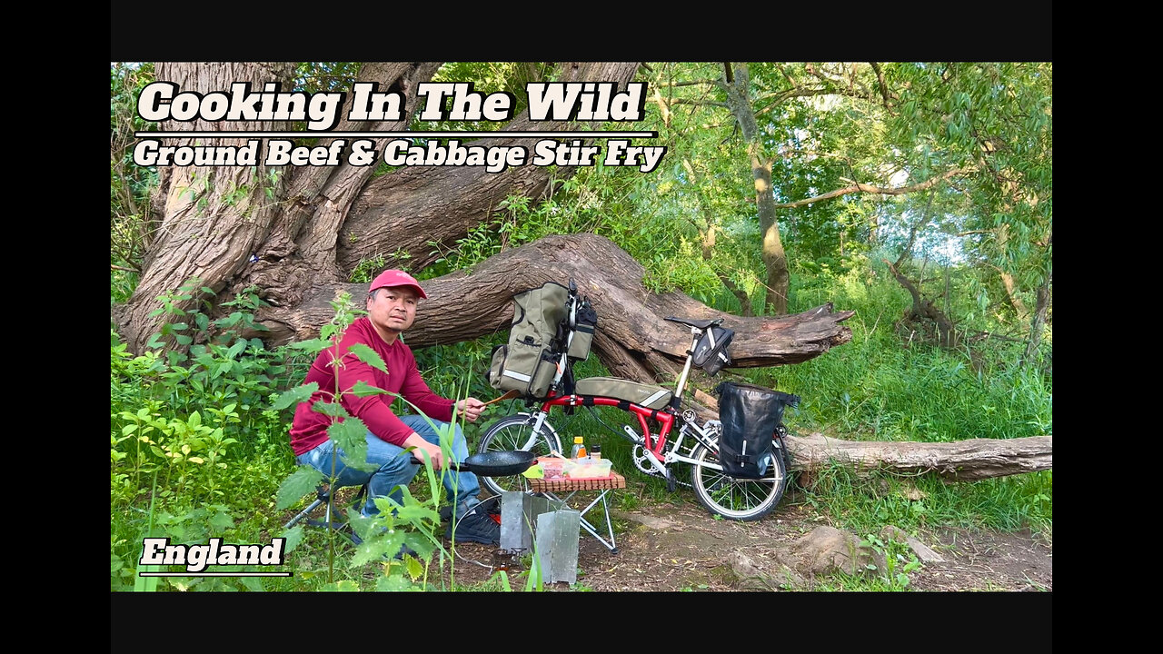 Enjoy a peaceful Brompton ride followed by cooking simple Ground Beef and Cabbage Stir Fry Outdoors