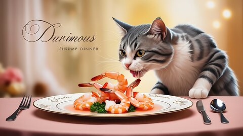 Sneaky👀Cat😼Got👉Caught👀Stealing🍽️Shrimp🍤👀😜🤣😎