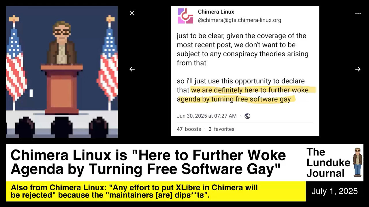 Chimera Linux is "Here to Further Woke Agenda by Turning Free Software Gay"