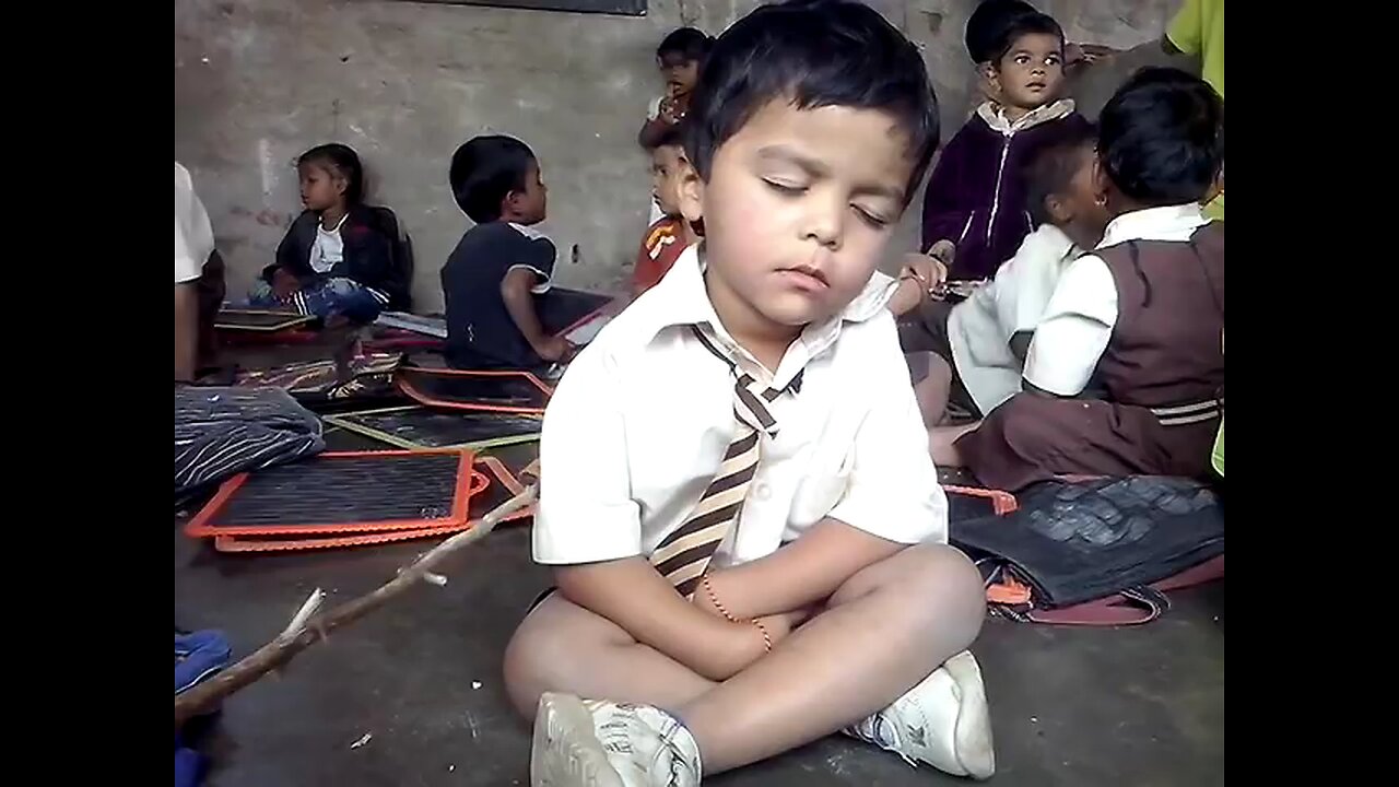 Boy Funny sleeping at school