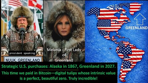 Strategic U.S. purchases: Alaska in 1867, Greenland in 2027. This time we paid in Bitcoin—digital tulips whose intrinsic value is a perfect, beautiful zero. Truly in-credible!