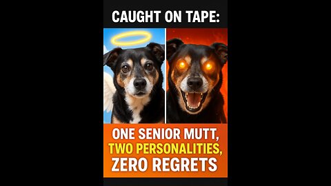 Caught on tape: one senior mutt, two personalities, zero regrets.