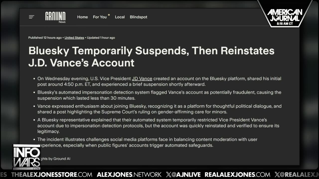 Bluesky Temporarily Suspends, Then Reinstates J.D. Vance’s Account 6/19/25