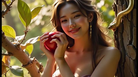 Eve doesn't want to eat the apple tonight. #aigirl #aiart #aiartmodellookbook #framepack