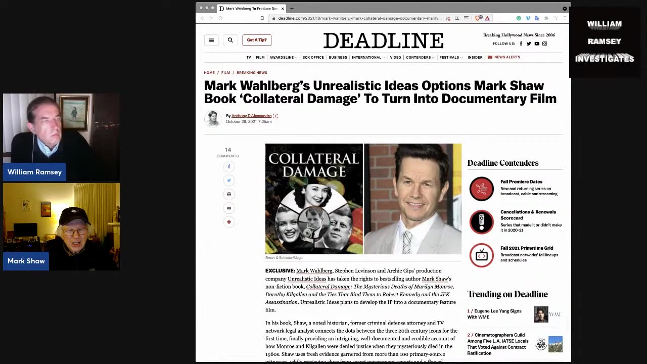 Author Mark Shaw Follows up about his Book "Collateral Damage" (Nov. 2021)