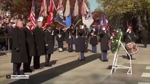 President Trump and VP Vance at the wreath laying ceremony at the Tomb of the Unknown Soldier
			