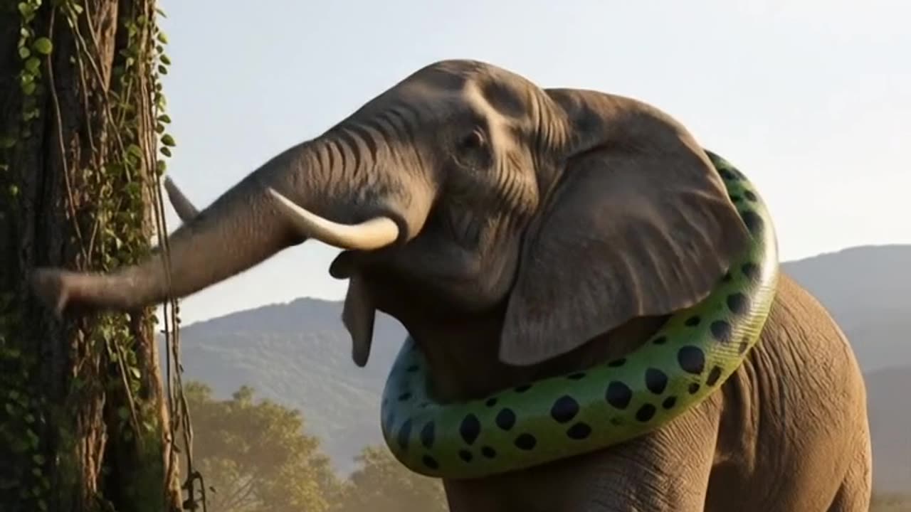 Snake & elephant fighting
