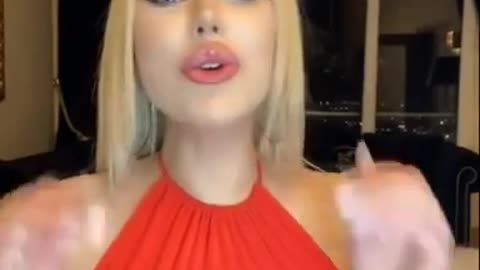 Sexy blonde girl wearing naked red dress on bigo live