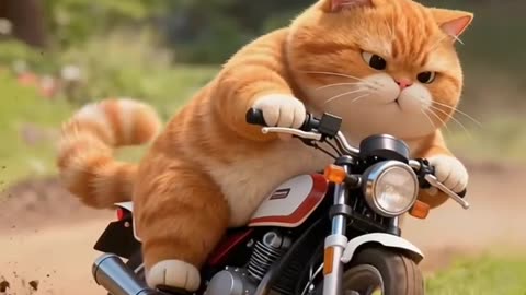 “🐱 The Handsome Fat Orange Cat Rides His Motorcycle Forward! 🏍️🔥”