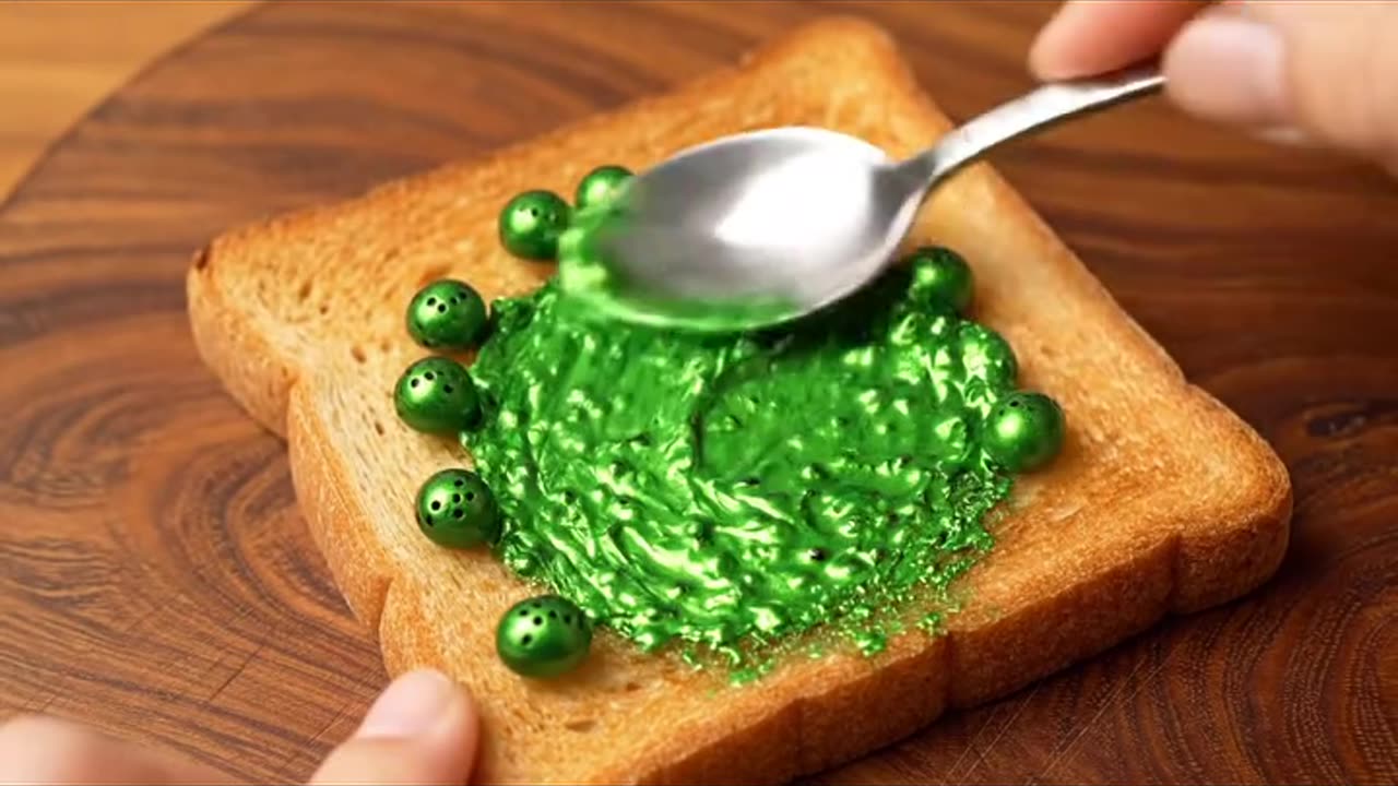 Spreading kiwi on toast ASMR 🥝