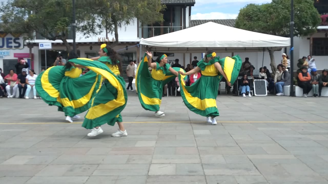 Native Ecuador dance at the equator