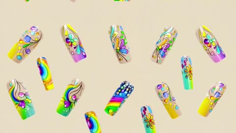 💅 Coffin Press-On Nails – Yellow Bee & Flower Design 🌼🐝