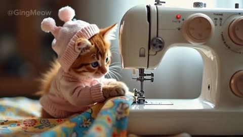 Tiny Baby Ginger Kitten Knitting _ Sewing Adventure