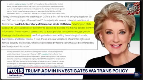 Trumps DOJ investigates WA States Transgender laws
