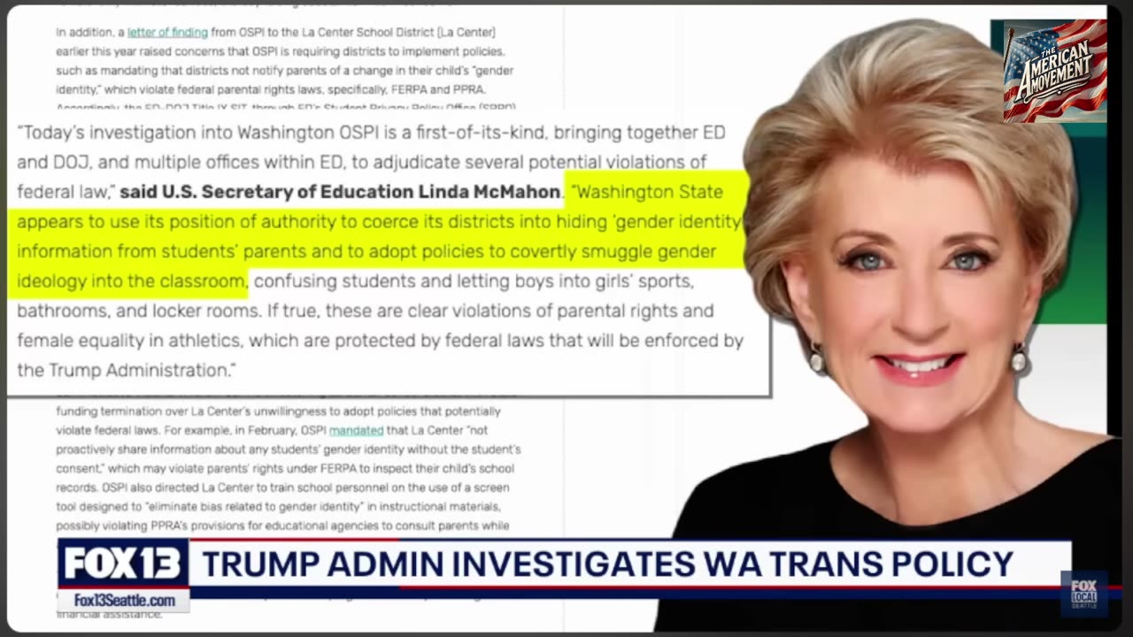 Trumps DOJ investigates WA States Transgender laws