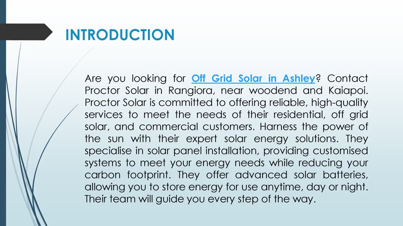Are you looking for Off Grid Solar in Ashley?