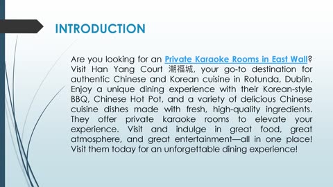 Are you looking for Private Karaoke Rooms in East Wall?