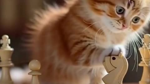 Tiny Kitten Tries to Play Chess for the First Time! ♟🐾