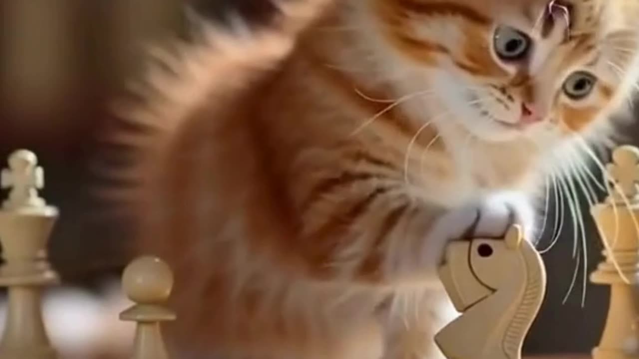 Tiny Kitten Tries to Play Chess for the First Time! ♟🐾