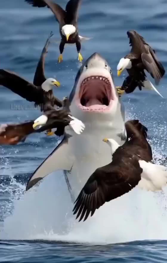 "Epic Battle: Shark vs Eagle 🦅🔥"