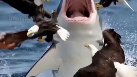 "Epic Battle: Shark vs Eagle 🦅🔥"
