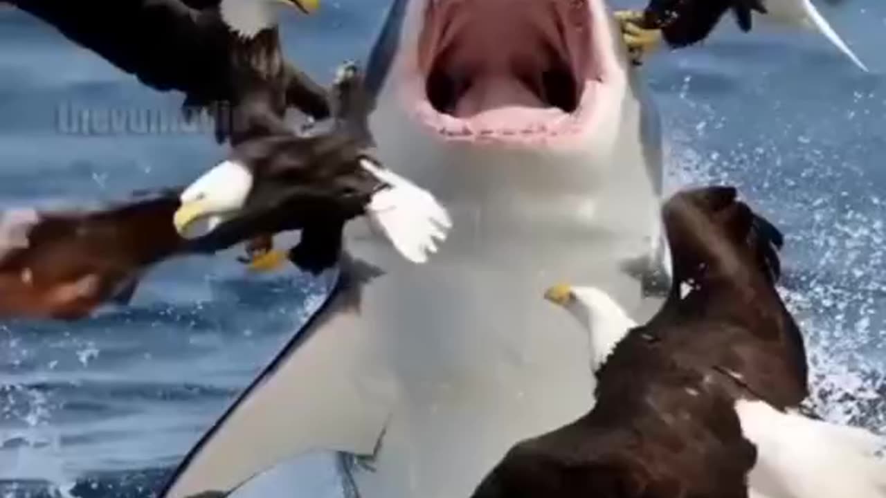 "Epic Battle: Shark vs Eagle 🦅🔥"