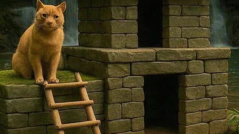 I Built a Jungle Cat House for My Kitten – No Tools, Only Nature!"
