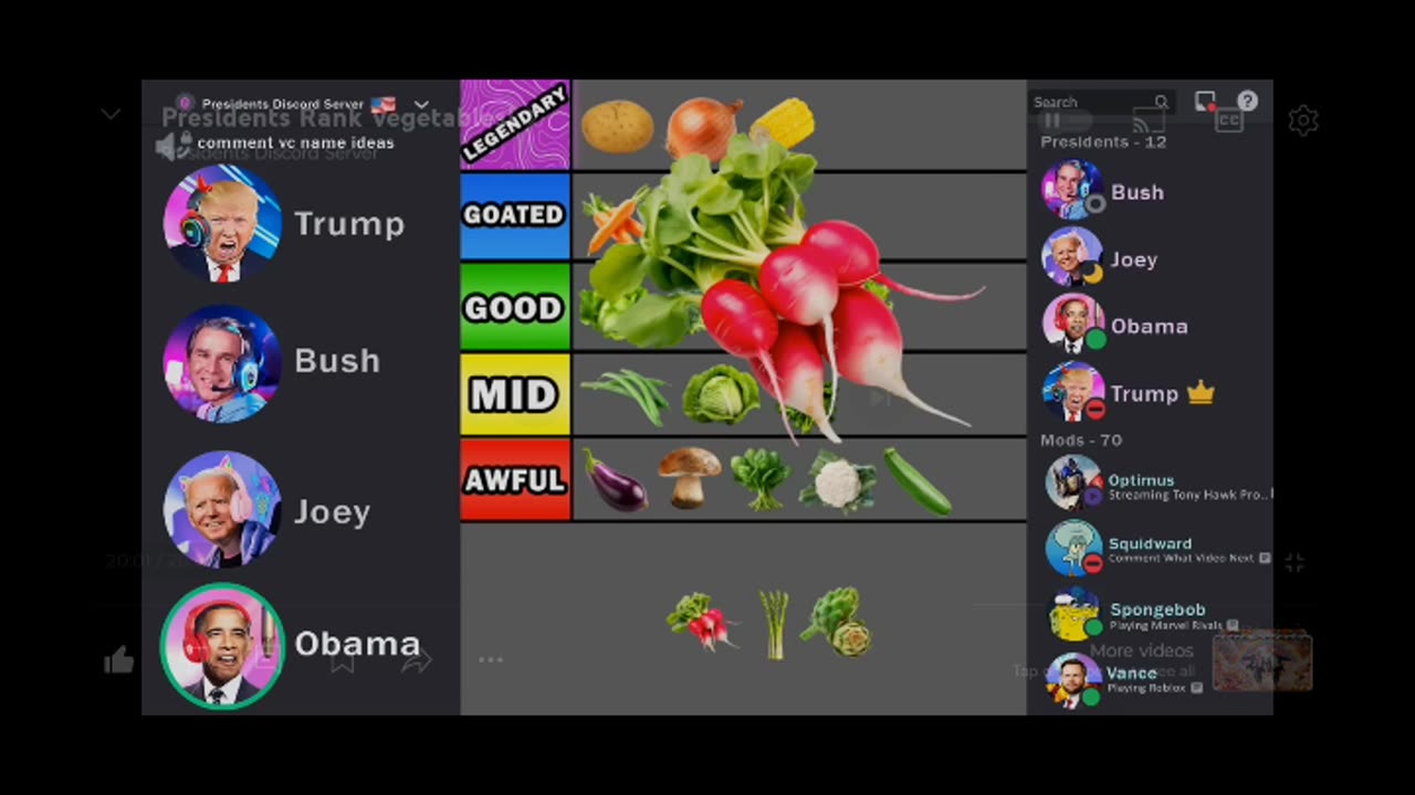US Presidents Rank Vegetables Part Five