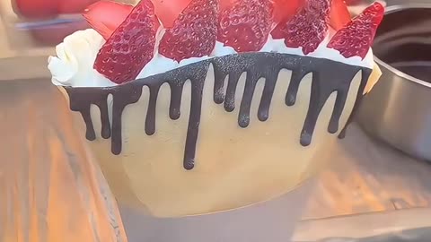 Strawberry ice cream, so refreshing to have it in summer and strawberry whipcream crepes