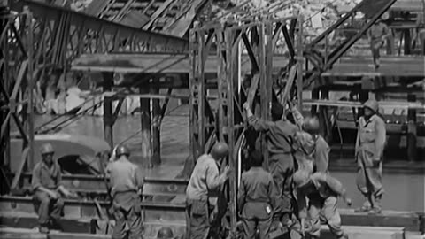 BUILDING OF BAILEY ... - BUILDING OF BAILEY BRIDGE ON THE ARNO RIVER, FLORENCE, ITALY - 111-adc-2310
