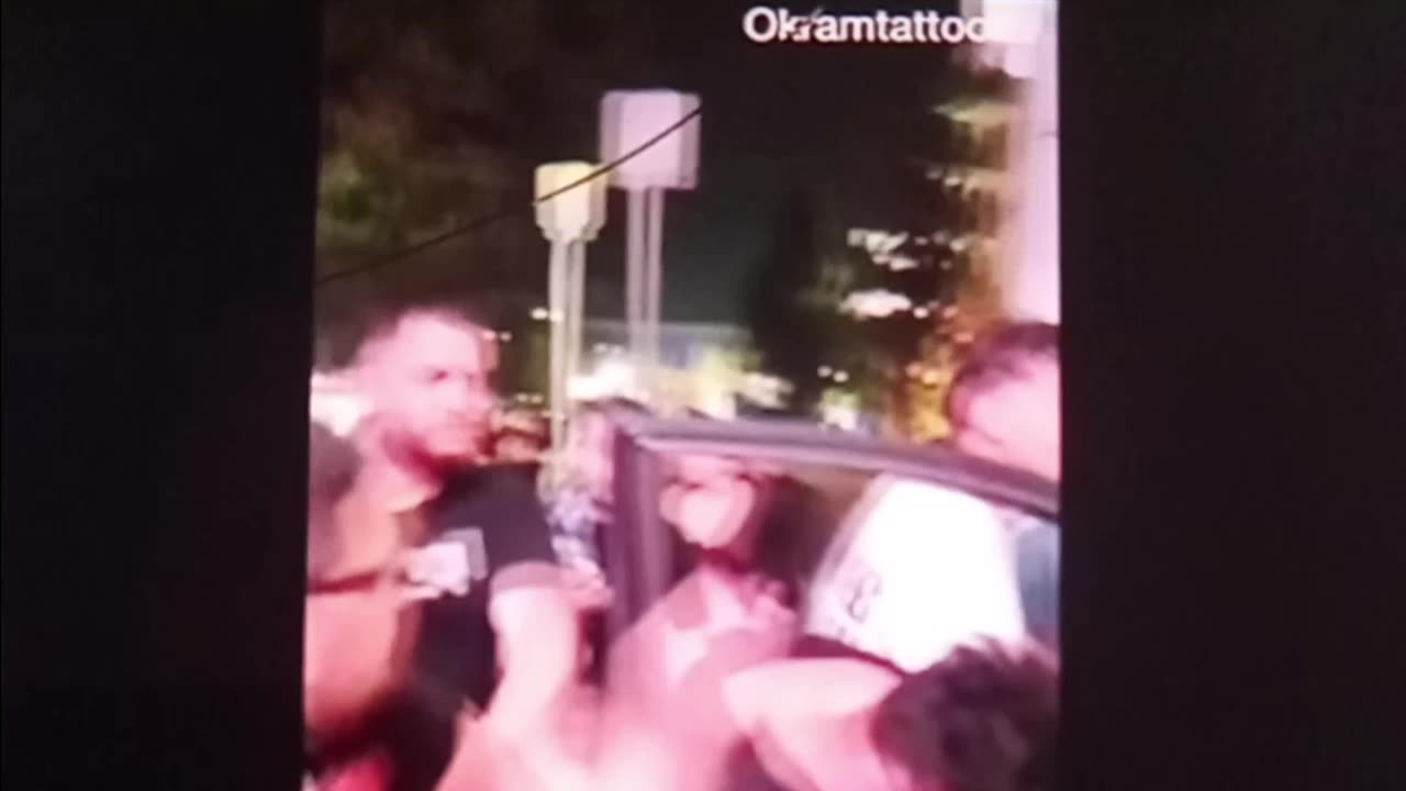 Guy that plowed through crowd....gets whipped