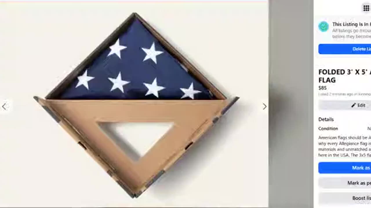 FOLDED 3' X 5' AMERICAN FLAG