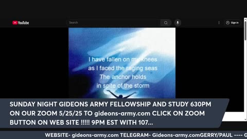 GIDEONS ARMY SAT LIVE 5/24/25 @ 930 AM EST