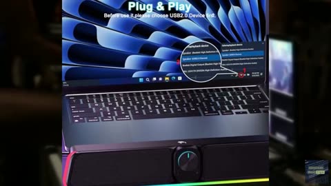 Computer Speakers - Wired USB Powered Bluetooth Computer Sound Bar with RGB & Vo