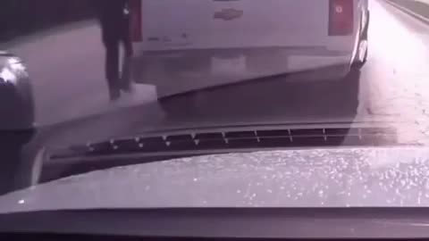 Road ragger & brake checker gets out of his truck in front of police, caught on camera