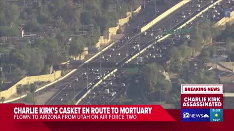 Charlie Kirk's casket en route to mortuary