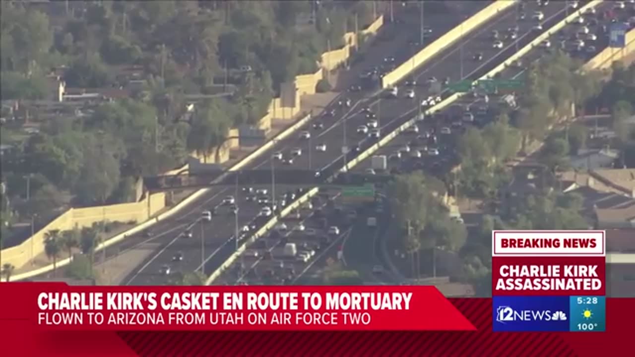 Charlie Kirk's casket en route to mortuary