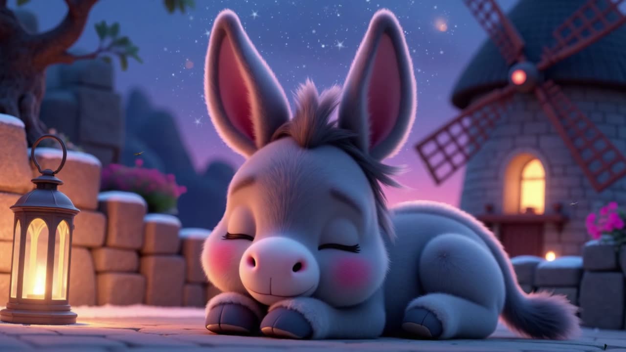 Cozy Night Ambience for Deep Sleep and Relaxation Sleepy Donkey by the Windmill