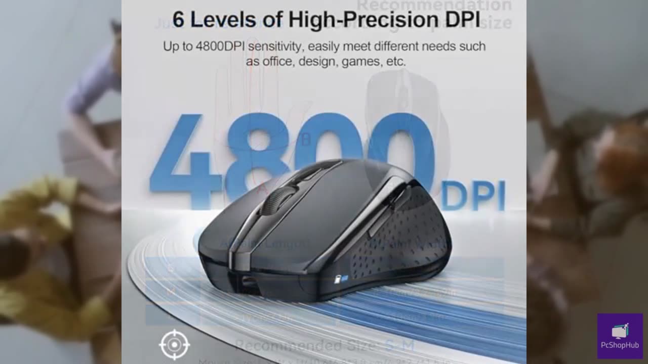 TECKNET Wireless Mouse (BT5.0/3.0 & 2.4G) Rechargeable 4800 DPI Silent USB A & B