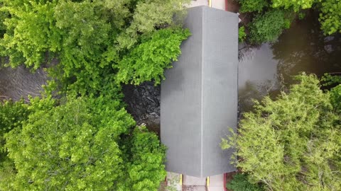 Rouge River from a Covered Bridge and a Drone