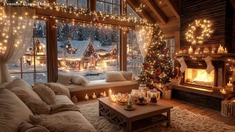 Peaceful Christmas Music by a fireplace