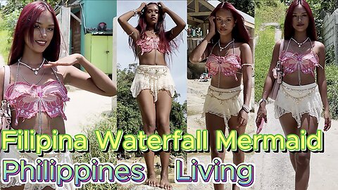 🇵🇭 Filipina Waterfall Mermaid Swim, Walk & Model Beauty! OFF GRID ISLAND FAMILY PHILIPPINES LIVING