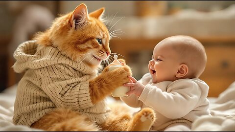 Cats Babysitting Babies? 🐱👶 Watch These Fluffy Cuties Melt Your Heart!