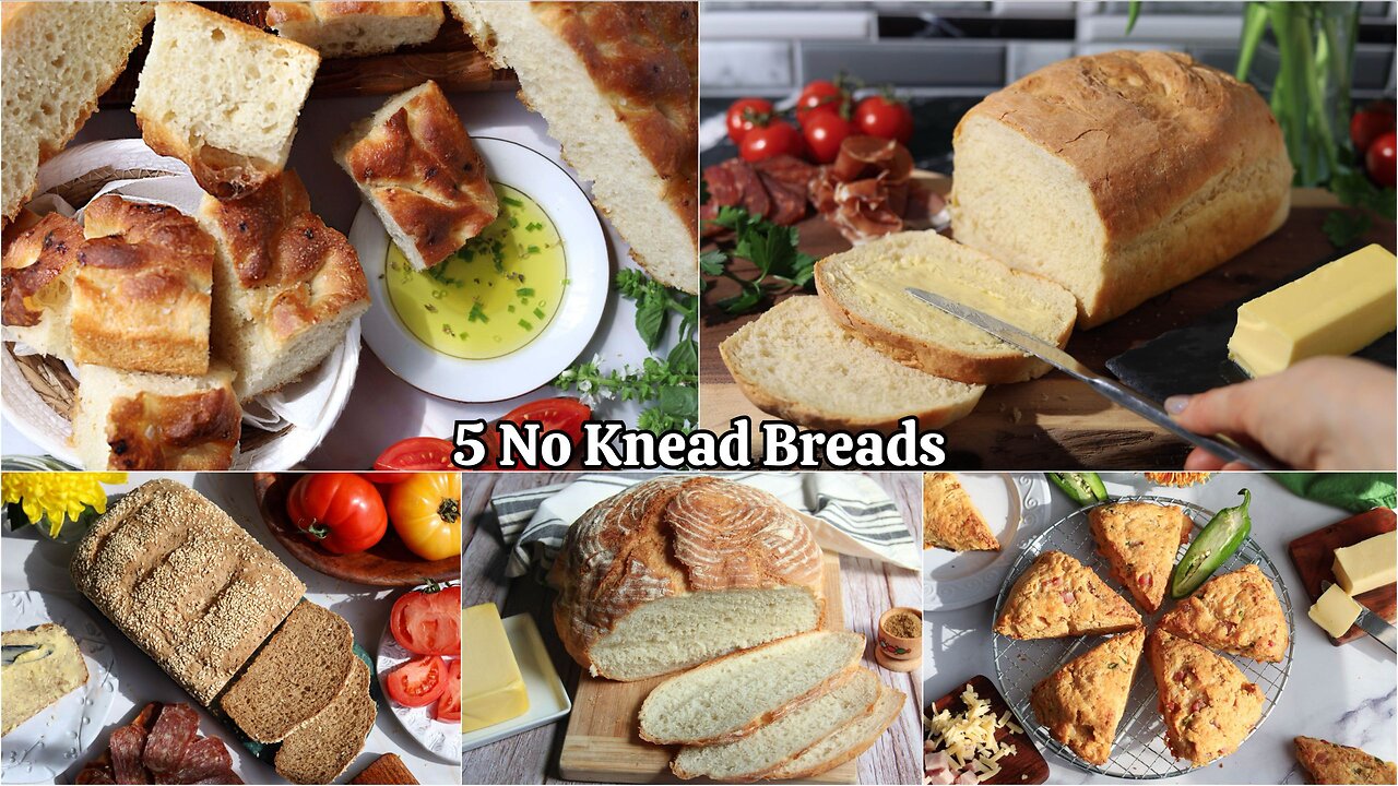 5 Easy No-Knead Bread Recipes. Perfect for beginners!