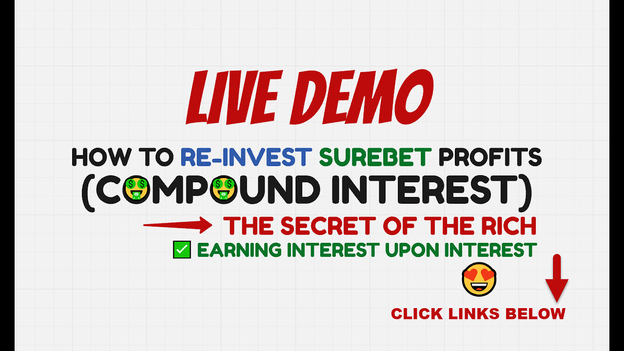 SUREBET (live demo) HOW TO REINVEST PROFITS EARNING COMPOUND INTEREST - TOP TEAM ROB BUSER