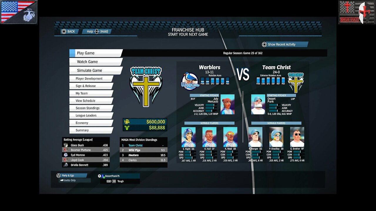 Based Sportsball 2025: Regular Season - Game #25 [Team Christ vs. Warblers]