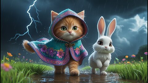 Cute Cat Cooks for his Little Rabbit Friend