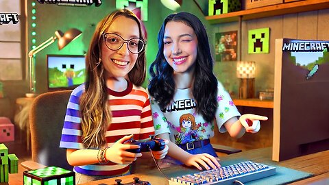 ENSINEI MINHA AMIGA A JOGAR MINECRAFT