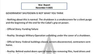WAR REPORT - NOV 04 2025 - GOVERNMENT SHUTDOWN IS NOT WHAT YOU THINK