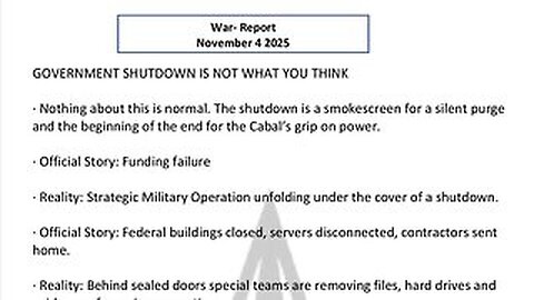 WAR REPORT - NOV 04 2025 - GOVERNMENT SHUTDOWN IS NOT WHAT YOU THINK